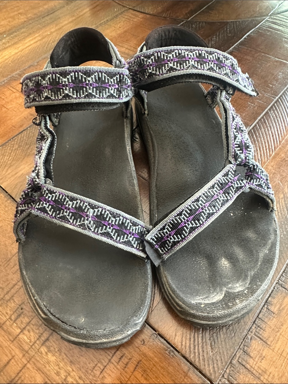 Teva Black Sandals with Purple Patterned Straps